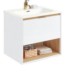 SoBuy Waschbeckenunterschrank - BZR171-N - Spanplatte & MDF - Inkl. Filzmatten - 61x46x59cm - Weiß