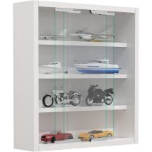 VCM Agisa S Hängevitrine - Wandvitrine mit gehärtetem Glas, 3 verstellbare Einlegeböden, modern und platzsparend - Weiß - 40x37x10 cm