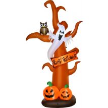 HOMCOM Aufblasbarer Halloween-Baum Geist mit LED-Modulen für Garten Polyester braun 844-396V90