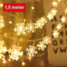 Nuvance - LED Schneeflocken - 1,5 m - 10 Sterne - Weihnachtsbeleuchtung für Innen und Außen - Weihnachtsdekoration - Weihnachtsgirlande - Warm White