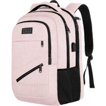 TRVLMORE Rucksack - 36L - 17 Zoll - Laptop-Rucksack mit USB - Schultasche - Herren und Damen - Tasche Pink