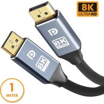 Drivv. Displayport-Kabel - 8K 60Hz - 4K 144 Hz - 32.4GBps - Displayport 1.4 - DP-Kabel - PVC - 1 Meter - Space Grau