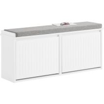 SoBuy FSR98-XL-W Schuhbank - Weiße Aufbewahrungsbank mit Klappen & Bank