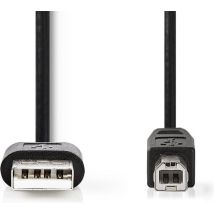 USB-Kabel - USB 2.0 - USB-A Male - USB-B Male - 7,5 W - 480 MBit/s - Vernickelt - 1,00 m - Rund - PVC - Schwarz - Etikett