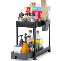 Stosh Küchenschrank-Organizer - Spülenschrank-Organizer - Aufbewahrungsregal - Küchenregal - 1 Stück - Schwarz