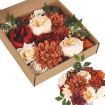 Hilvard - Falsche Blumen - Künstliche Blumen - Hochzeitsstrauß - DIY Blumenkasten - Heimdekoration - Rot und Creme