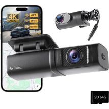 Dashcam für Auto vorne und hinten - 4K und 64GB - Dual Dashcam - G-Sensor und Zeitrafferfunktion - Schwarz - von Faas