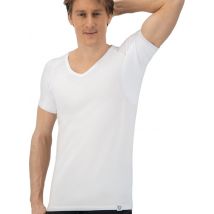Anti Sweat Shirt - Fibershirts® - Eingenähte Achselpads - Unterhemd - Weiß - V-Ausschnitt - Herren - Größe XL