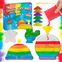 Play Sand Coloured Crafts - Sand Art - Sandspielsets für Kinder - Farbiger Sand mit 4 lustigen Flaschen - Crafts girls 6 years old