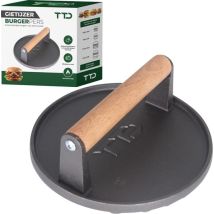 TTD® Hamburger Presse Gusseisen XL - Hamburger Maker Extra Heavy - Hitzebeständig - Enge Grillrillen - BBQ Zubehör - Grillzubehör - Smash Burger - BBQ Tools