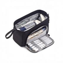 Diydash Federmäppchen XL - Federtasche - Federmäppchen - Schulmäppchen - Großes Federmäppchen - Schulbedarf - Trousse Scolaire - Für Mädchen, Jungen und Erwachsene - Schwarz