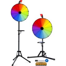 Glücksrad XXL - Ø40cm - 12 Schreibfächer - mit Marker & Wischer - ausziehbar - Drehrad - Partyspiel