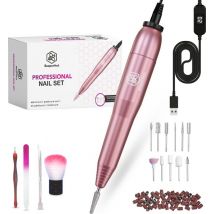 Beeperfect® Elektrische Nagelfeile - Nagelfräser - Maniküre- und Pediküreset - 12 Bits und 60 Schleifrollen - 4 Extra-Zubehör - Pink