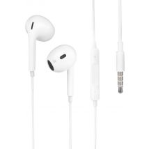 Nuvance - In-Ear-Kopfhörer mit Kabel - 3,5-mm-Buchse - weißer Kunststoff - mit Mikrofon und Inline-Steuerung - klarer Klang und bequemer Sitz - universell kompatibel