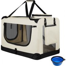 Juskys Klappbare Hundetransportbox / Bank Lassie M - Beige - 42 x 60 x 44 cm