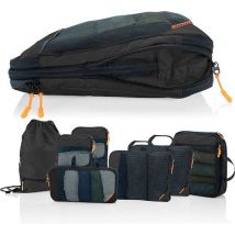 LOONARA Packwürfel - mit Kompression für Koffer und Rucksack - inkl. Packsack - Schwarz