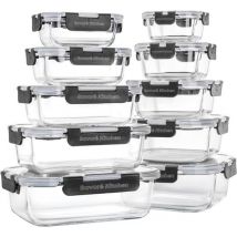 Savoré Küche Aufbewahrungsschalen Set - Mahlzeit Vorbereitung Tabletts - Gefrierschrank Tabletts Glas - luftdicht - 10 Stück
