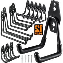 Heavy Duty Stahl Wandhalterung Garage Storage Hooks - 12 Stück, Organizer für die Organisation von Elektrowerkzeugen, Leitern, große Objekte, Fahrräder