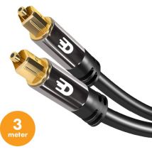 Drivv. Optisches Premium Toslink-Kabel - Optisches Audiokabel - Soundbar - Stecker zu Stecker - 3 Meter - Schwarz