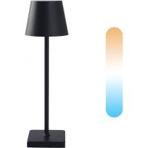 BREND BR-2228 Kabellose Tischleuchte für Innen und Außen - Dekorative und dimmbare Lampe - Wiederaufladbare Beleuchtung mit 3 Lichtstufen - IP44 - Schwarz