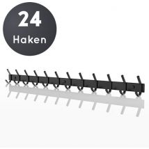 Volcan Wandgarderobe - 24 Haken - Wandgarderobe zum Aufhängen mit 3M-Band - Industriell - Schwarzer Edelstahl