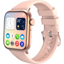 Nuvance - Smartwatch Männer & Frauen mit Bluetooth - 45mm - Geeignet für alle Smartphones - Schrittzähler und Herzfrequenzmesser - Wasserdicht - Hellrosa