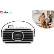 Vlectro Retro DAB+ Radio mit Bluetooth - Kompaktes Design - 12h Akkulaufzeit - Wecker inklusive