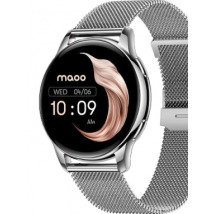 Maoo Ventura AMOLED Smartwatch - Damen - Edelstahl und 3x Silikonband - Schrittzähler - Herzfrequenzmesser - Schlafüberwachung - Multisport - Für Android und iOS - Silber und Weiß