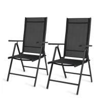 909 Aluminium-Gartenstühle für den Außenbereich - 66x55x107 cm - Grau - 2er-Set - klappbar & verstellbar