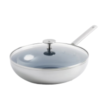 Blue Diamond Edelstahl-Keramik-Wokpfanne 28 cm - PFAS-frei - Mit Glasdeckel - 3.6L
