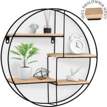 Happy Goods - Wandregal - Industrial - Rund 42cm - Holz - Wanddekoration - Schwebend - Wandschrank - Wohnaccessoires - Wandschrank Schwarz - Babyzimmer - Wohnzimmer - Dekoration - Flurmöbel