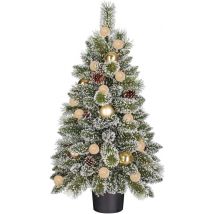 Black Box Trees Kaprun Künstlicher Weihnachtsbaum im Topf mit LED-Beleuchtung und Timerfunktion - H90 x Ø51 cm - Grün, Gold