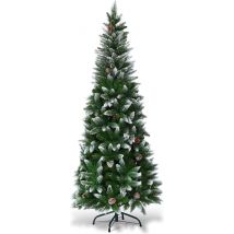 Costway Künstlicher Weihnachtsbaum INKLUSIVE Tannenzapfen - mit Metallständer - 180 cm