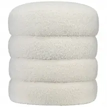 HOMCOM Hocker - Polyester & Schaumstoff - Anti-Rutsch - Max. 120Kg - Ø40 x 45cm - Creme weiß