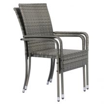 Juskys Gartenstühle Yoro - 2er Set - Polyrotan - 56 x 60 x 90 cm - Spotted Grey
