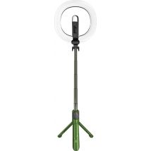 Selfie Stick 3 in 1 - Grün - Selfie Ringlicht mit Stativ Smartphone - Selfie Stick Stativ - Ringlicht mit Fernbedienung - 9 Lichtmodi - Ringlicht mit Stativ