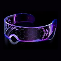 Partizzle Luminous Festival Rave Glasses - Quick Space Planga - Freaky Techno Party Glasses - Halloween Karnevalskostüm - Männer & Frauen - 7 LED Farben
