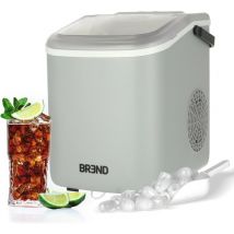 BREND BR-2213 Eiswürfelbereiter mit Schaufel und Tropfschale - Große L oder kleine S Eiswürfel - Tragbarer Eiswürfelbereiter - 10 kg in 24 Stunden - Grau