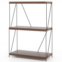 Costway Multifunktionsregal mit 3 Etagen Freistehendes Bücherregal mit Metallrahmen