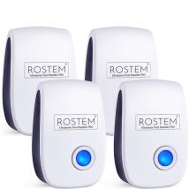 Rostem 4-Pack Ultraschall-Schädlingsvertreiber für Innenräume - Mäusebekämpfung - Insektenbekämpfung - Weiß