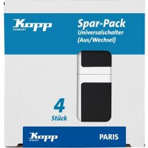 Kopp Kippschalter - 1fach - Mattschwarz - 4 Stück - Langlebiger Thermoplast