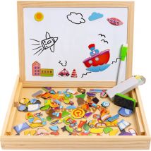 MontiPlay® Magnetspielzeug Fahrzeuge - Magnetbuch - Kreidetafel Kinder - Magnetbuch - Magnetisches Spielzeug - Zeichentafel - Montessori - Sensorik - Busy Board - Spielzeug für unterwegs - Spielzeug für das Auto - Spielzeug für unterwegs