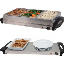 Excellent Electrics - Buffetwärmer Heizplatte Edelstahl 300W 53 x 35 x 10cm