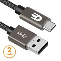 Drivv. USB zu USB C Kabel - Schnellladegerät - USB C Daten- und Ladekabel - 2 Meter - Geeignet für Samsung, iPhone 15 & mehr - Modernes Grau