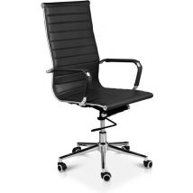 LIFA LIVING Bürostuhl Brisbane - Schwarz - Leder - Modern - Ergonomisch - Verstellbar - Belastbarkeit: 150 kg