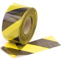 Perel Absperrband, zur Abgrenzung von Gefahrenbereichen und Zugangsbeschränkungen, Polyethylen, schwarz/gelb, 8 cm x 500 m