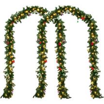 Casaria Girlande Weihnachtskranz 2er-Set - 5m mit 80 LEDs inkl. Dekoration für drinnen & draußen