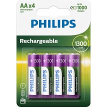 Philips AA-Akkus - 4 Stück - 1300 mAh