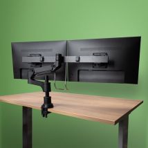R-Go Tools Smartbar R-Go Caparo Monitorarm, mit Gasfeder für zwei Bildschirme, 3-9 kg Belastbarkeit, 100% rund, schwarz