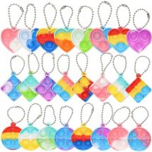 Partizzle 24x Pop It Fidget Toys Keychains Pack - Popit Handout Gifts Heart - Grabbelton Treat Gifts - For Kids